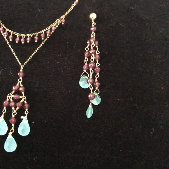 Semi precious stones hand made Wendy Mink necklace & earrings - Picture 13 of 15